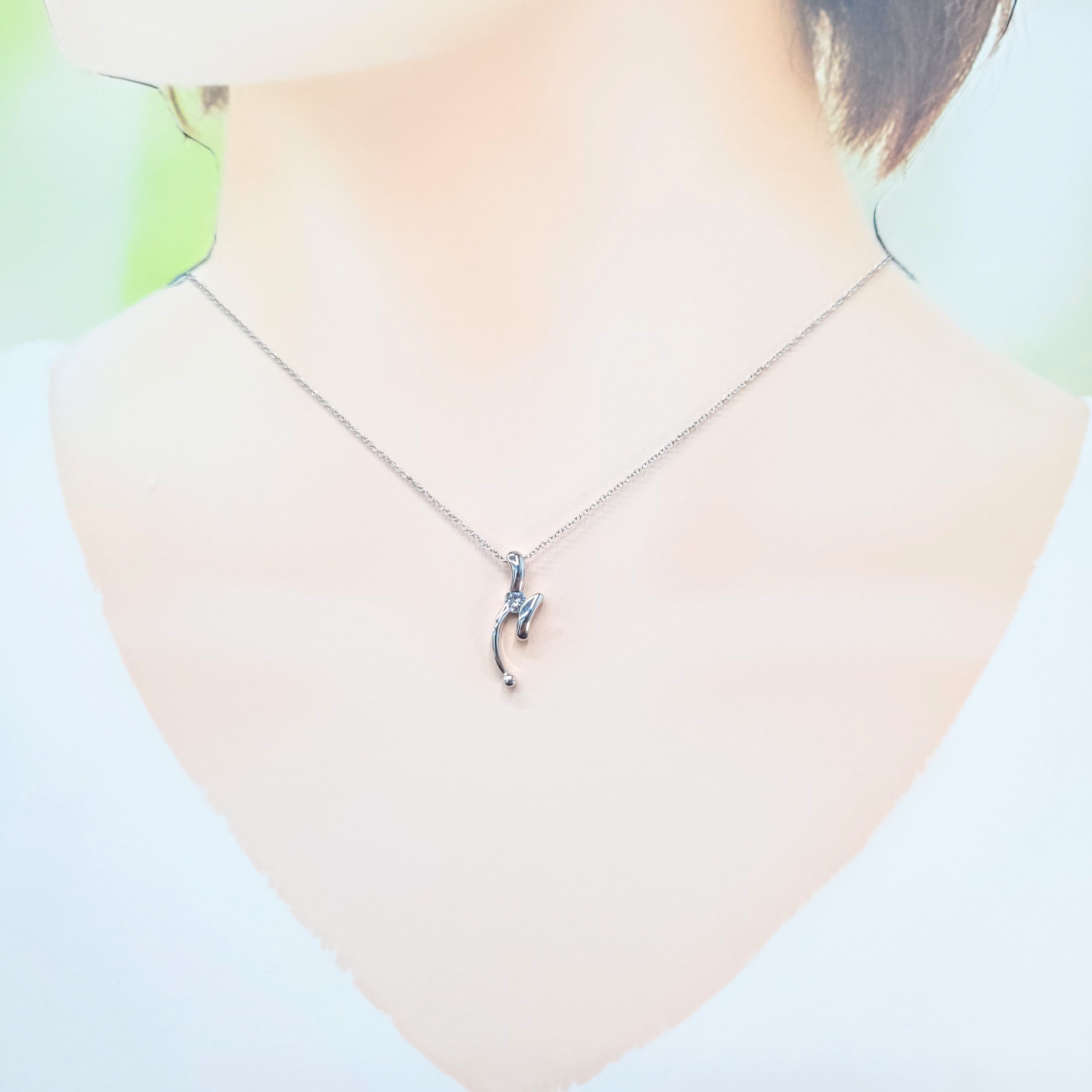 全新18K白金【單粒12份鑽石】吊墜