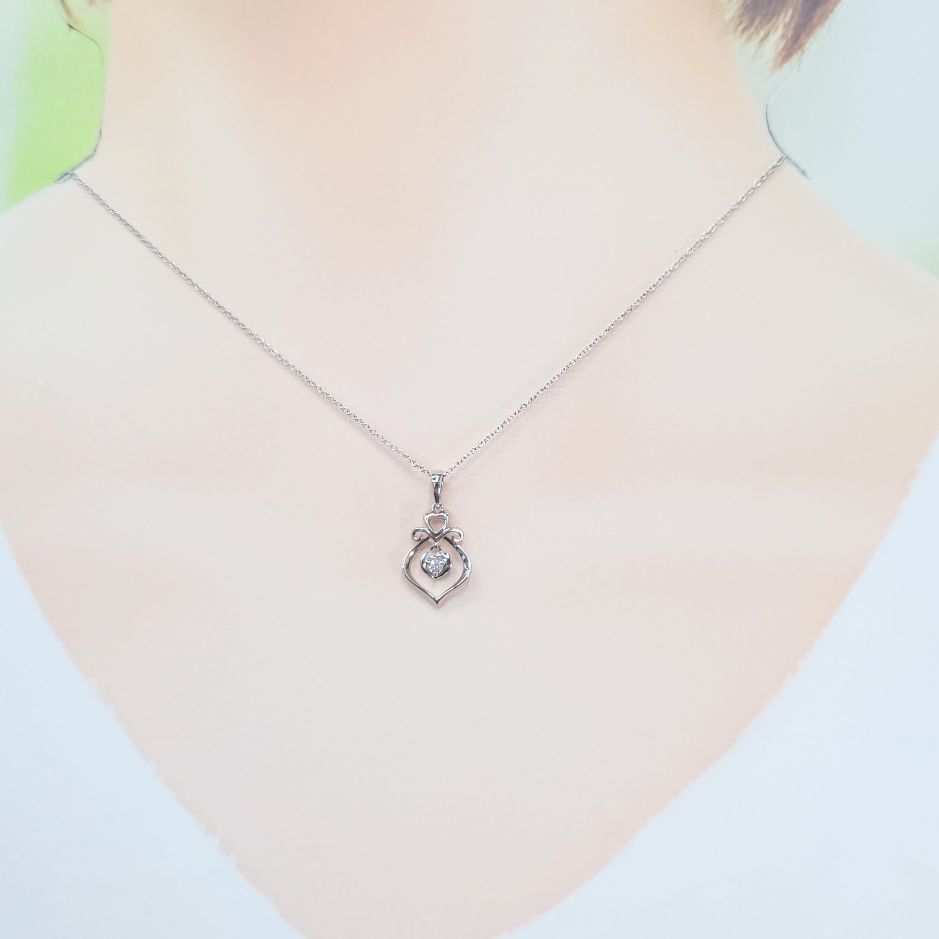 全新18K白金【單粒3份鑽石】吊墜