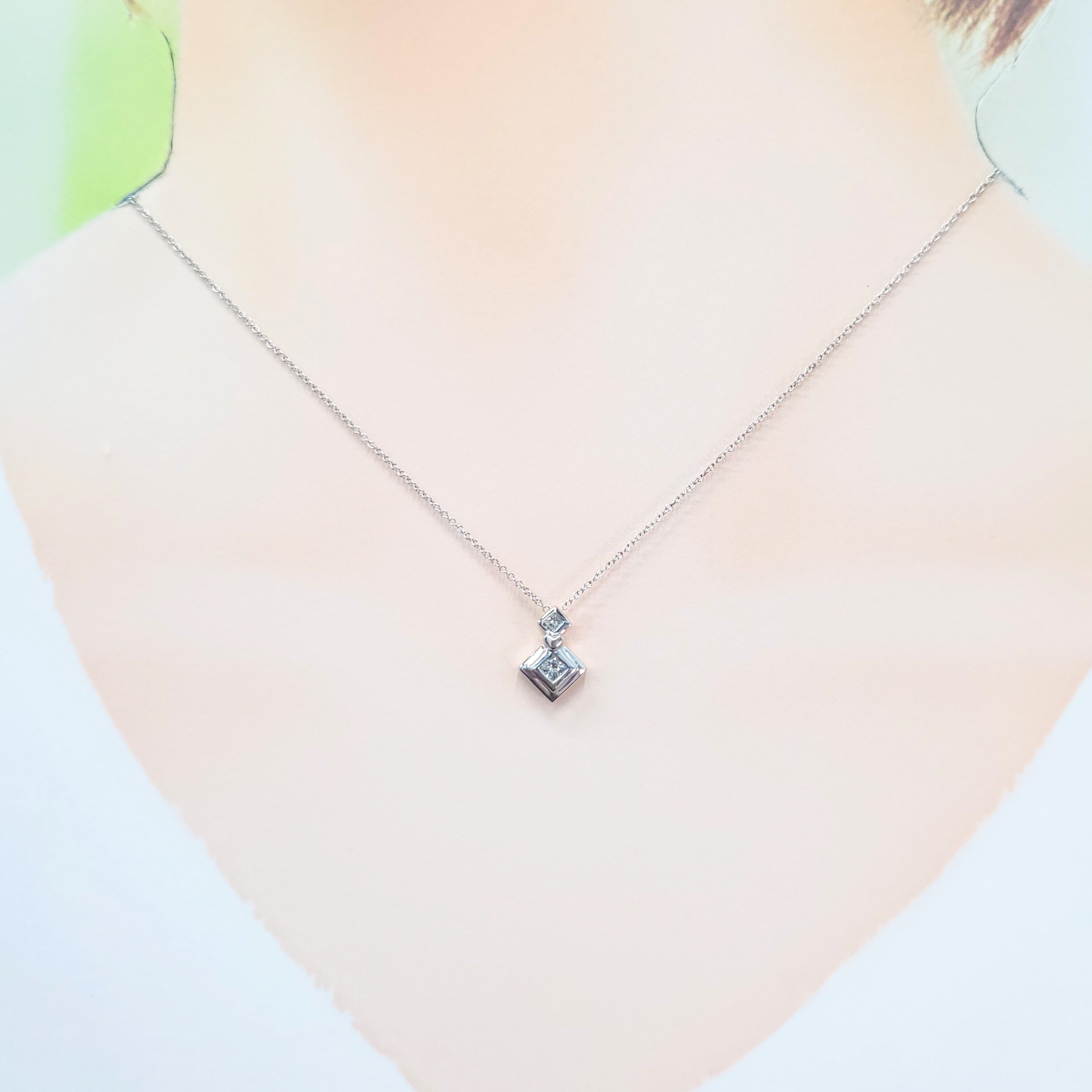 全新18K白金20份鑽石吊墜