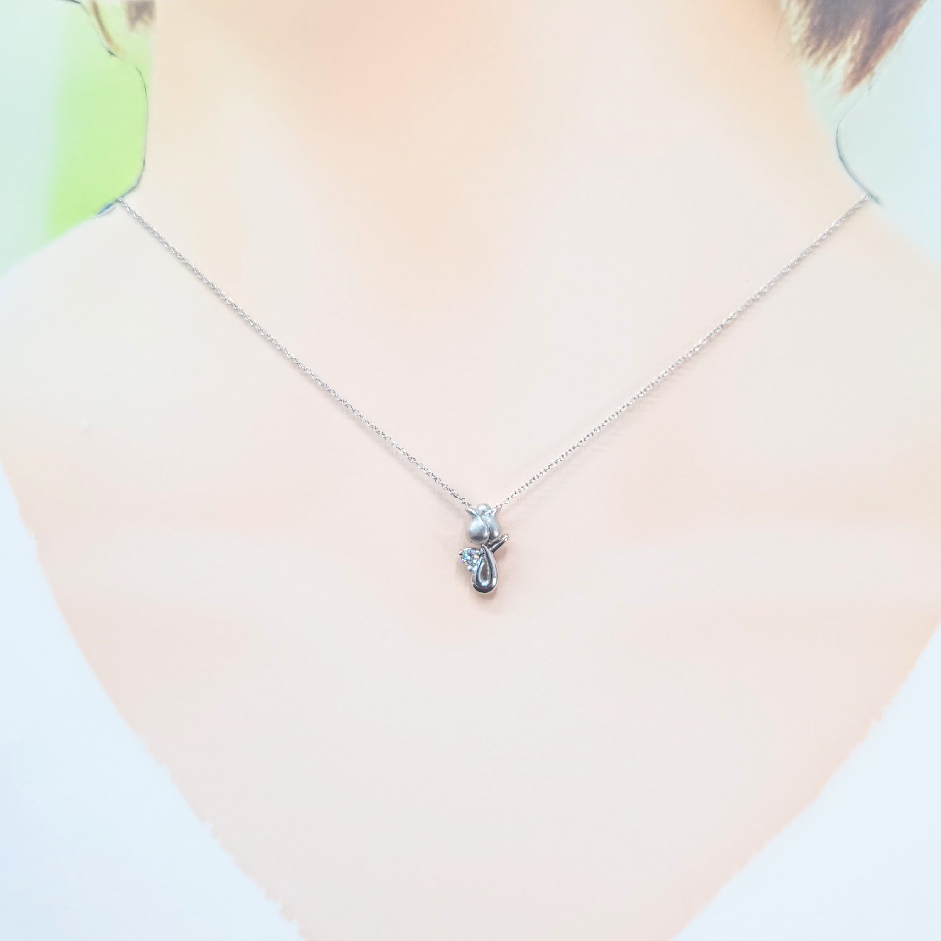 全新18K白金【單粒5份鑽石】吊墜