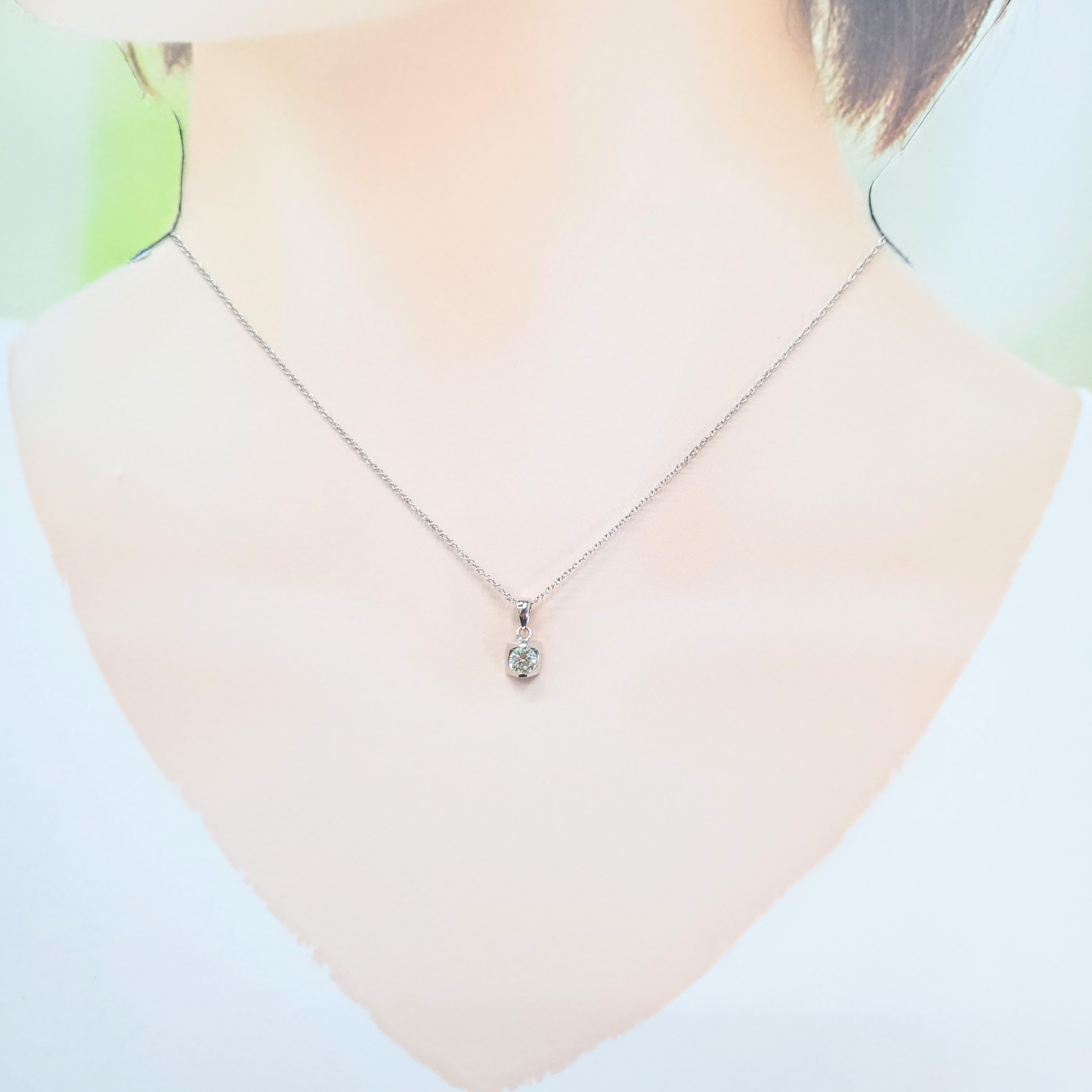 全新18K白金【單粒24份鑽石】吊墜