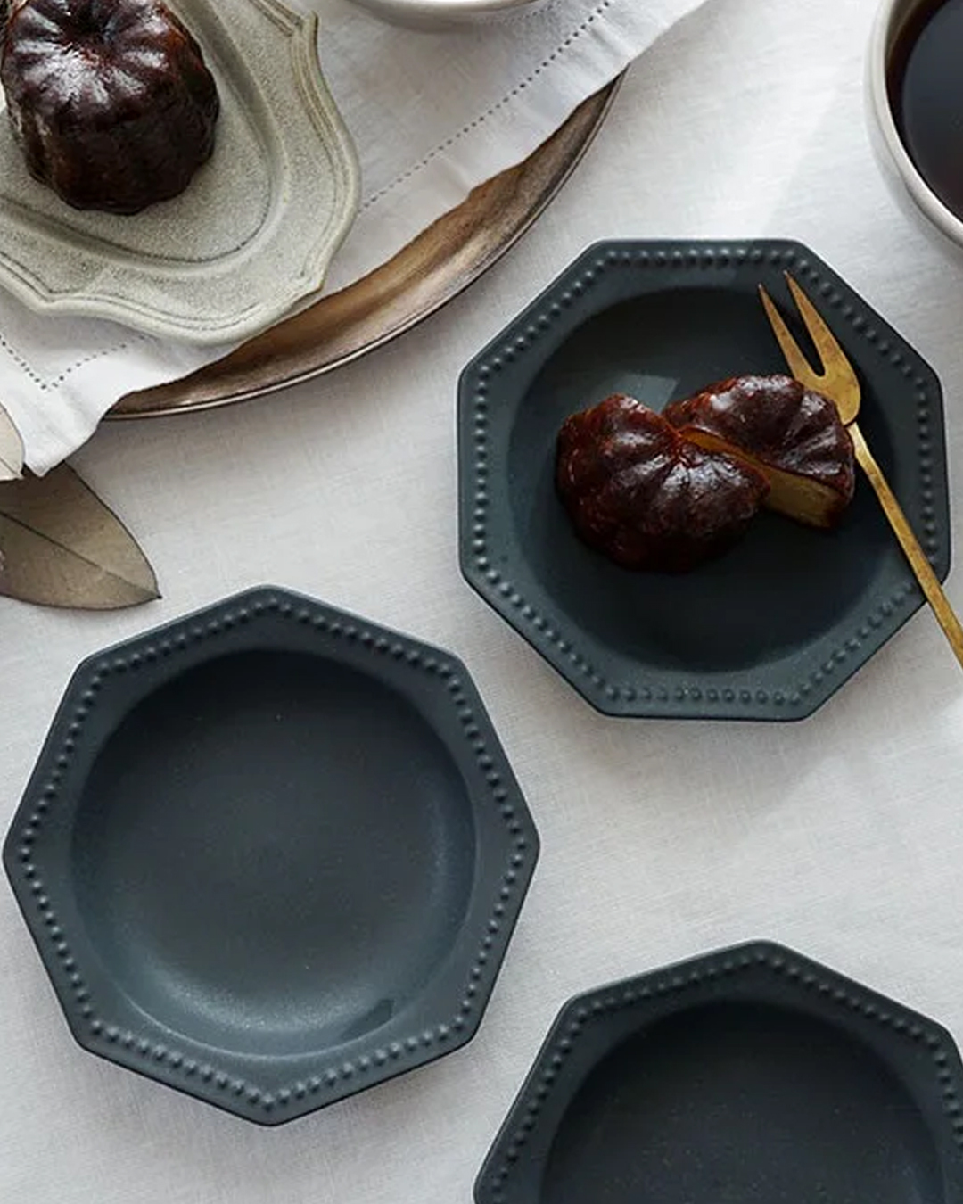 八角小皿 炭灰｜益子燒