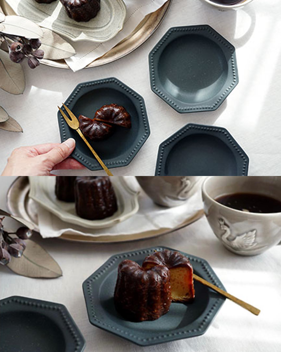 八角小皿 炭灰｜益子燒