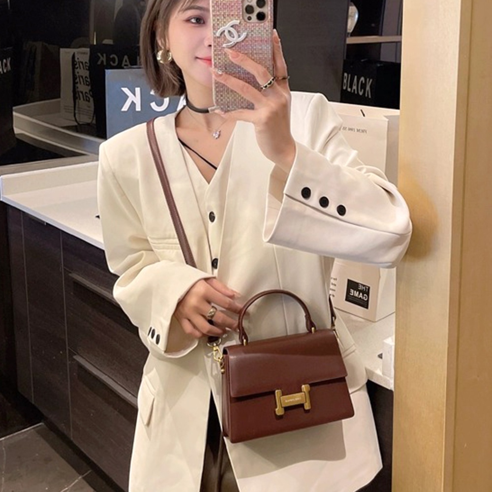 包包 手提包 斜背包 小方包 鏈條包 真皮包包 復古小方包 牛皮包包 安格拉紅 手提斜背包 側背包 女包包 禮物 222