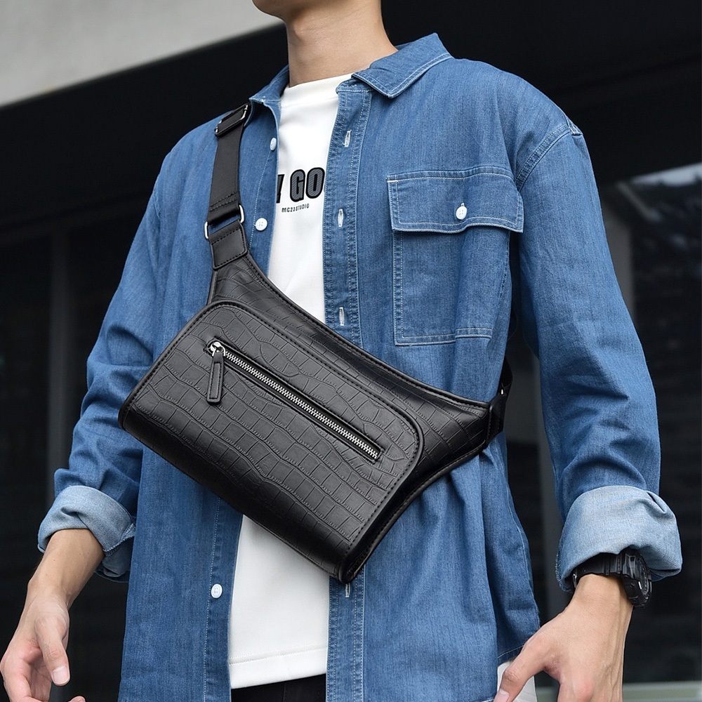 包包 男斜背包 郵差包 小方包 男生包包 黑色包包 多功能包 大容量斜背包 單肩斜背包 鱷魚紋包包 側背包 禮物 397