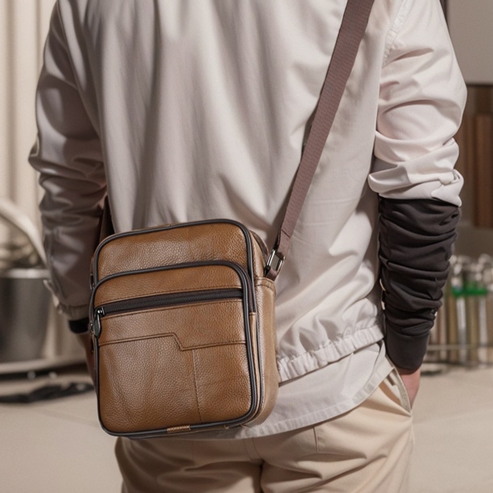 包包 斜背包 牛皮包包 真皮包包 小方包 小包包 單肩包 男生包包 韓國包包 黑色包包 真皮男包 軟皮包包 禮物 082