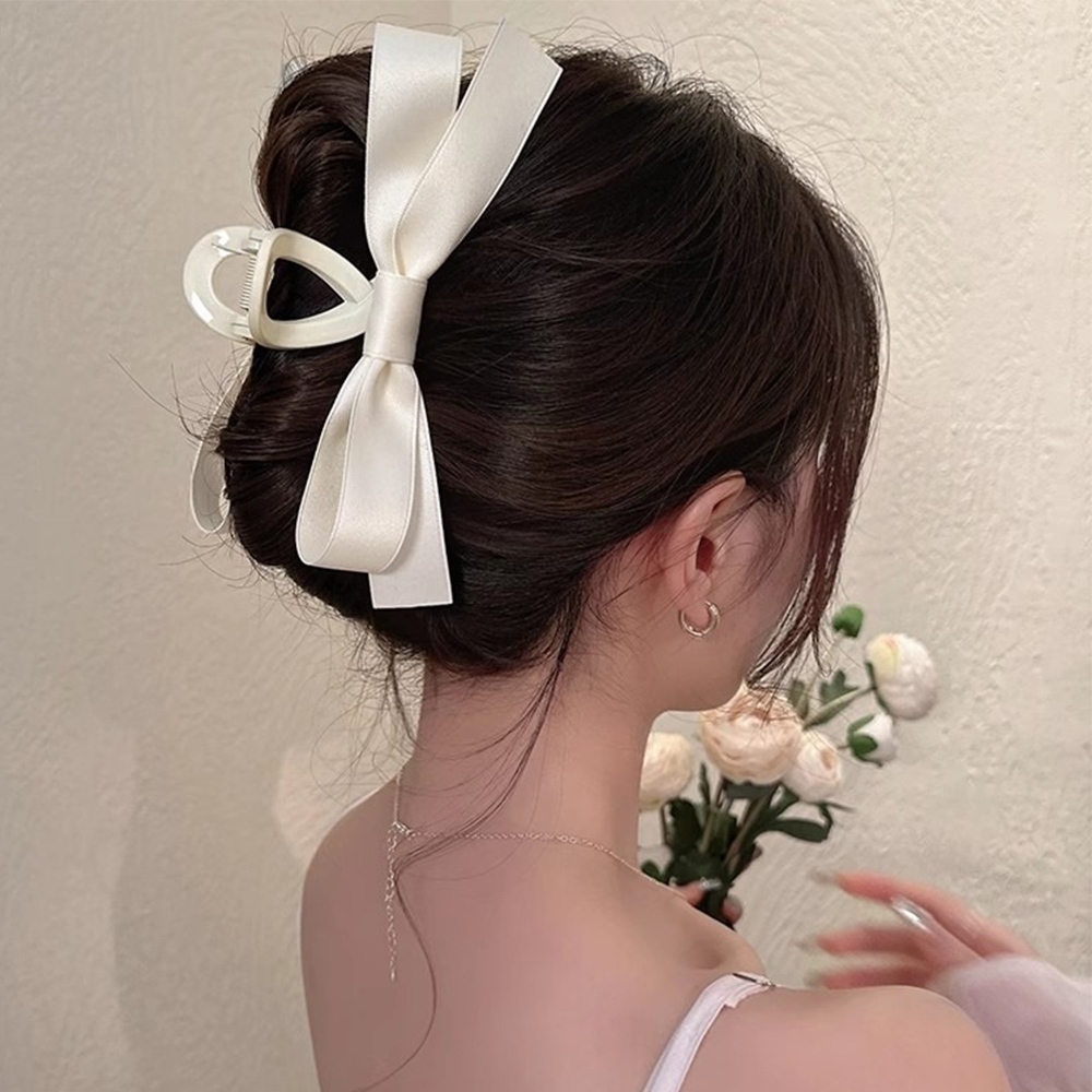 鯊魚夾 蝴蝶結抓夾 蝴蝶結髮夾 韓版大抓夾 韓版鯊魚夾 大號抓夾 頭飾 髮飾 赫本風 高級感 髮夾 盤發 小禮物 001