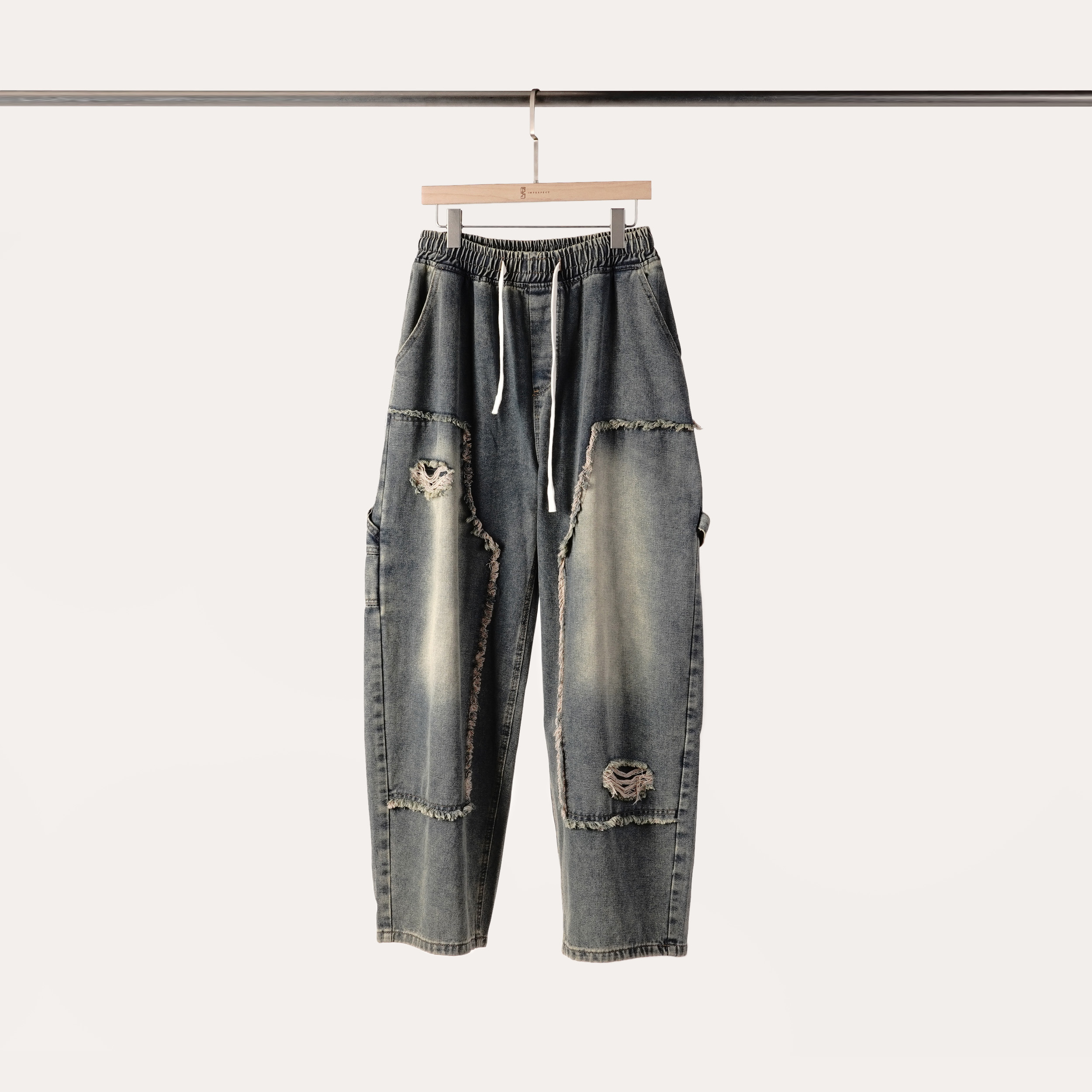 破壞感壓釦刷破牛仔褲 | 牛仔藍