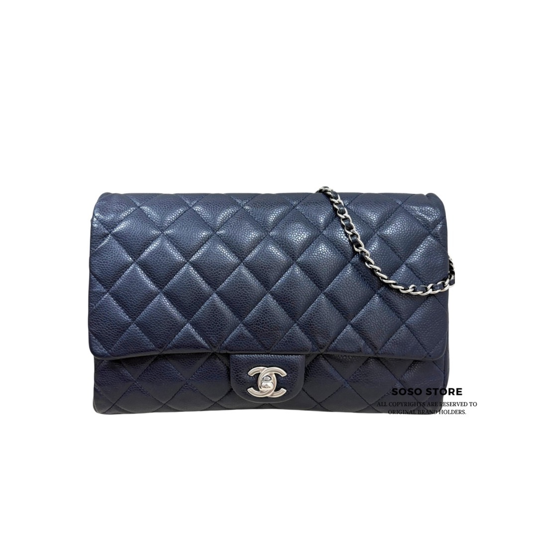 Chanel Timeless Clutch - Navy / Shw