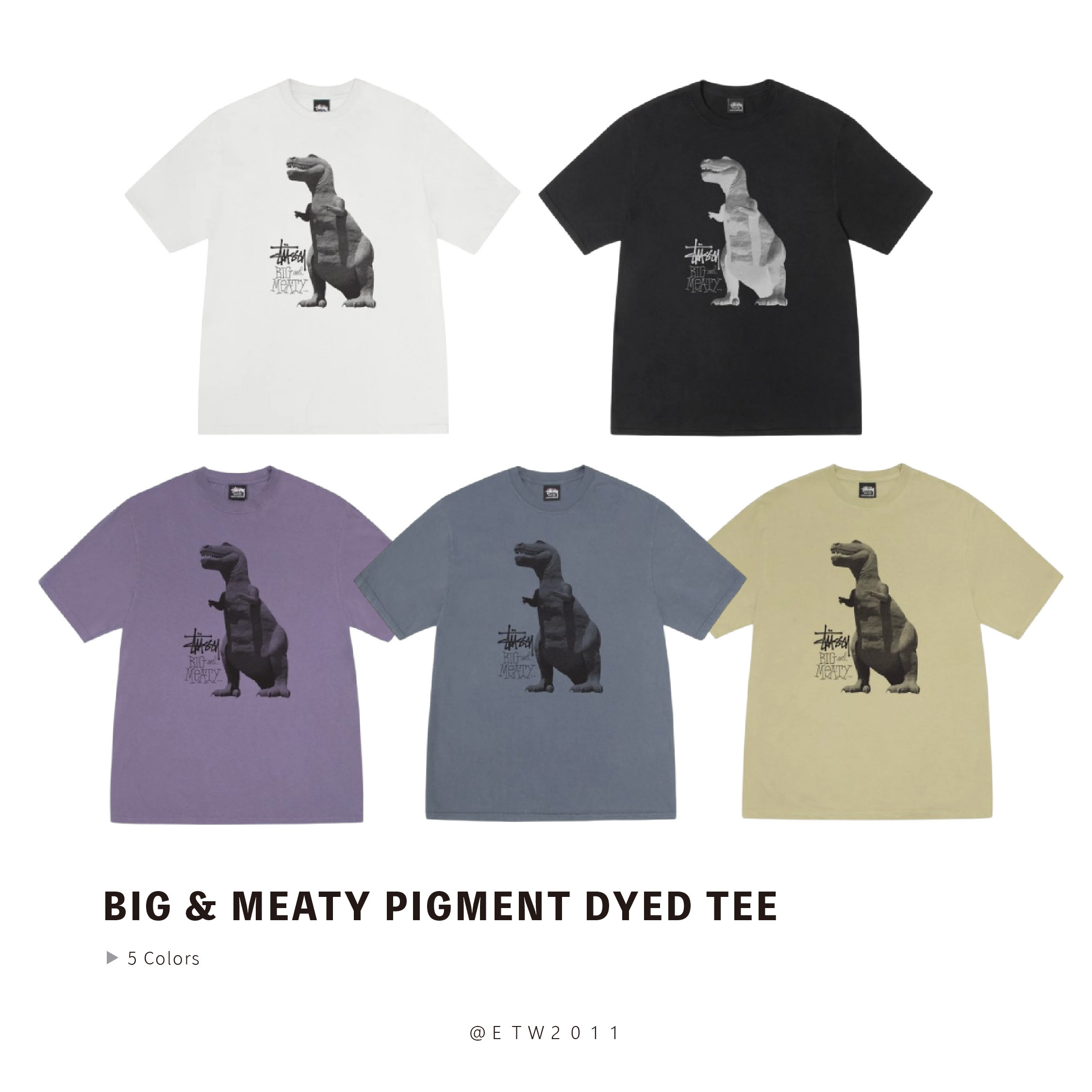☆ETW☆【EASY TO WEAR】Stussy 25SS BIG & MEATY PIGMENT DYED TEE 恐龍 水洗 短袖 短t 短TEE