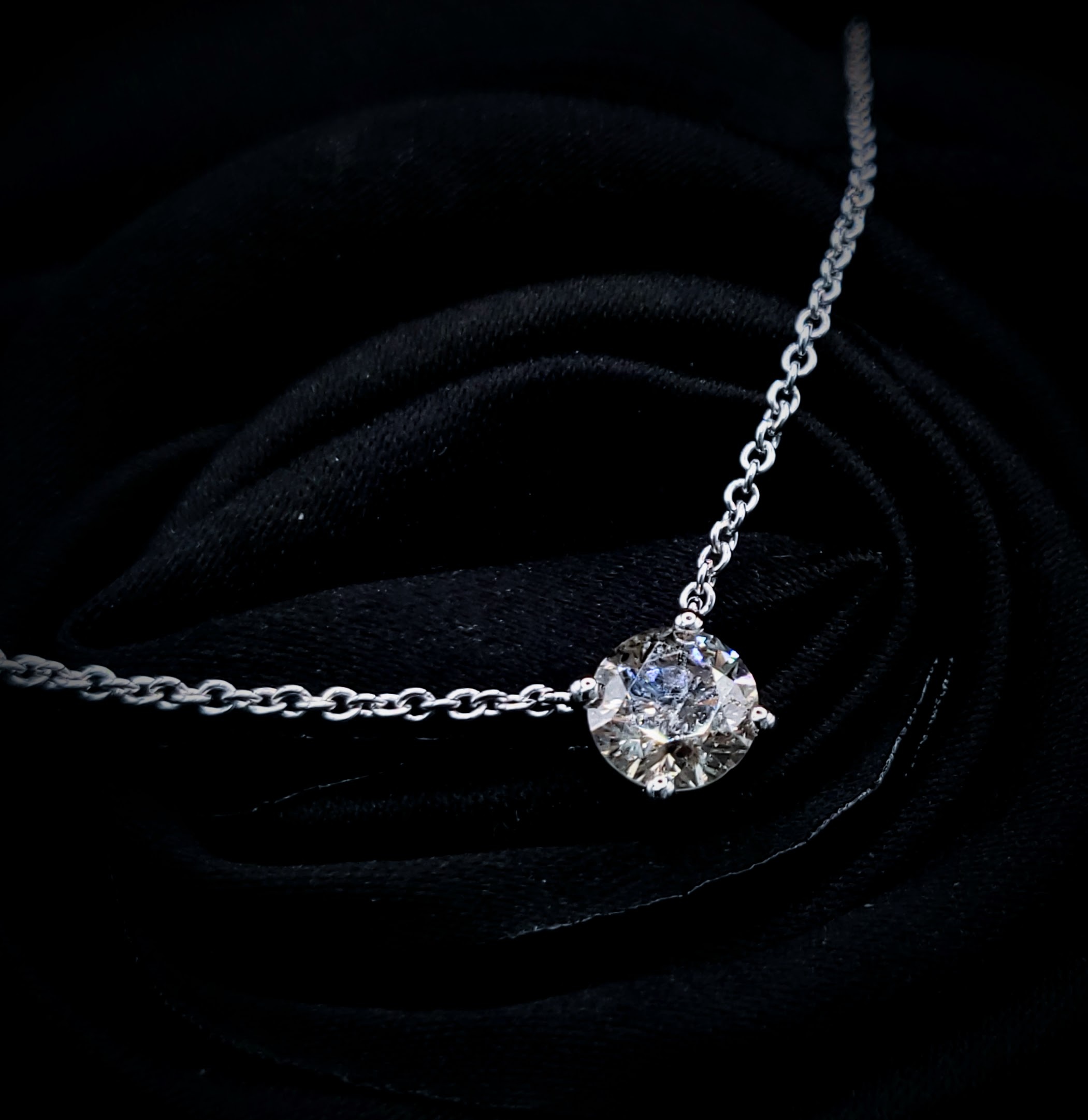 全新18K白金【單粒96份鑽石】頸鍊