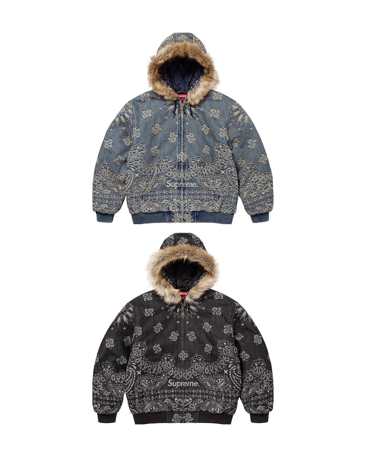 Supreme SS25 Bandana Jacquard Denim Hooded Work Jacket