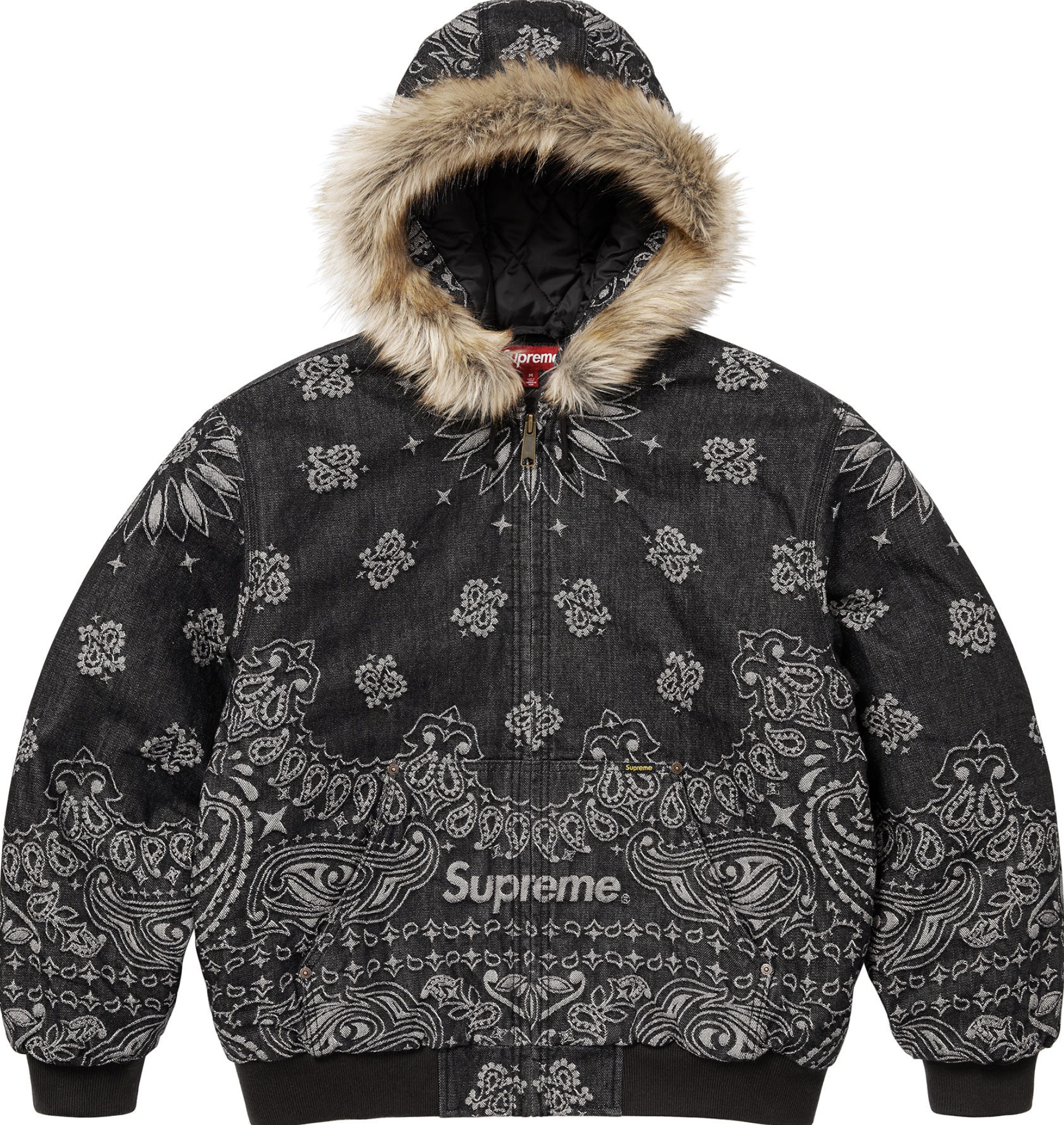 [現貨] Supreme SS25 Bandana Jacquard Denim Hooded Work Jacket | (Black / Blue)