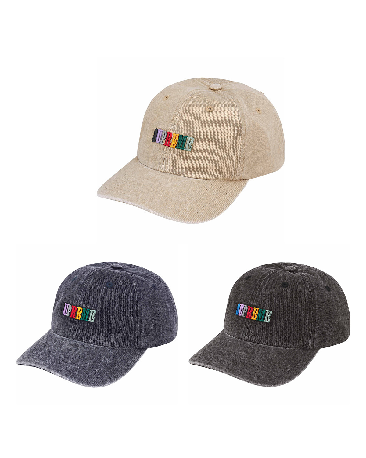 [現貨] Supreme SS25 Pigment Dye 6-Panel | (Black / Navy / Tan)