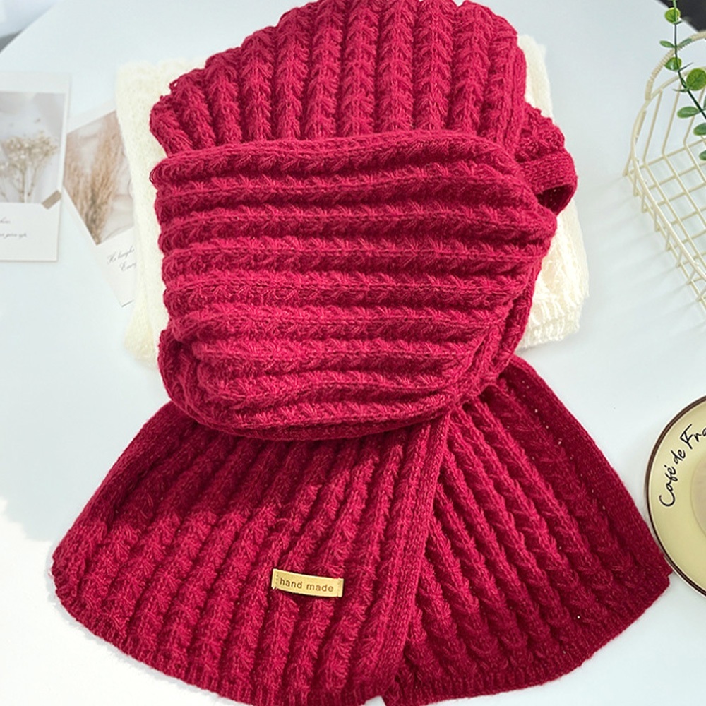 圍巾 圍脖 針織圍巾 紅色圍巾 高級感 韓系圍巾 純色圍巾 毛線圍巾 鬆弛感 分量感 可愛圍巾 紅色圍脖 禮物 018
