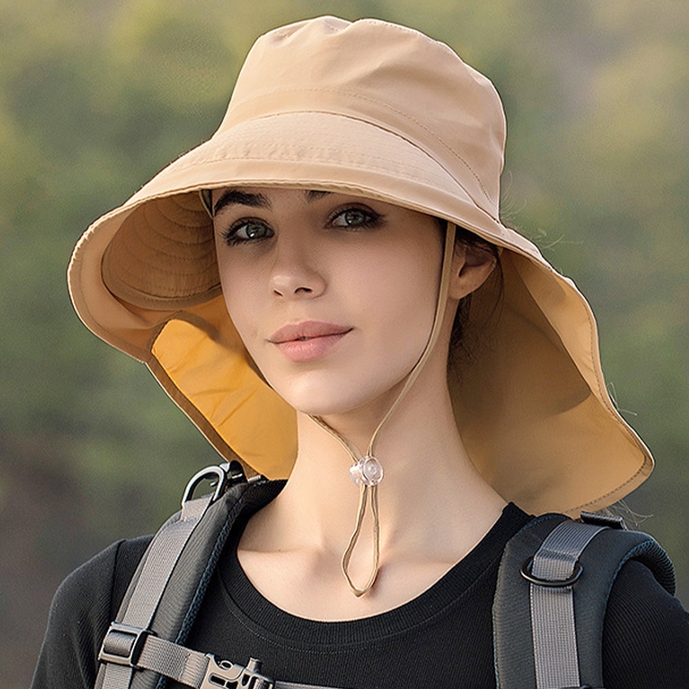 帽 漁夫帽 防曬帽 馬尾帽 大簷帽 帽子女 登山帽 遮脖帽 大帽簷 防曬遮陽帽 太陽帽 摺疊帽 護頸遮陽帽 禮物 004