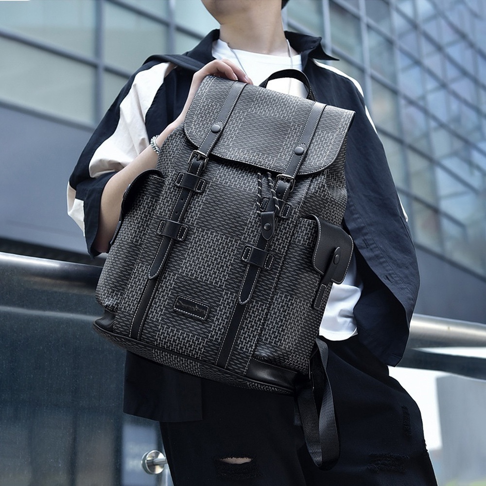 包包 後背包 防水背包 黑色背包 雙肩包 14吋後背包 電腦包 休閒後背包 格紋背包 大容量背包 書包 男生禮物 371