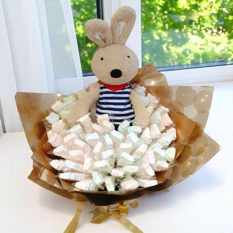 法國兔砂糖兔棉花糖花束,糖果花束,生日花束,le-sucre-rabbit marshmallow bouquet, candy bouquet, birthday bouquet