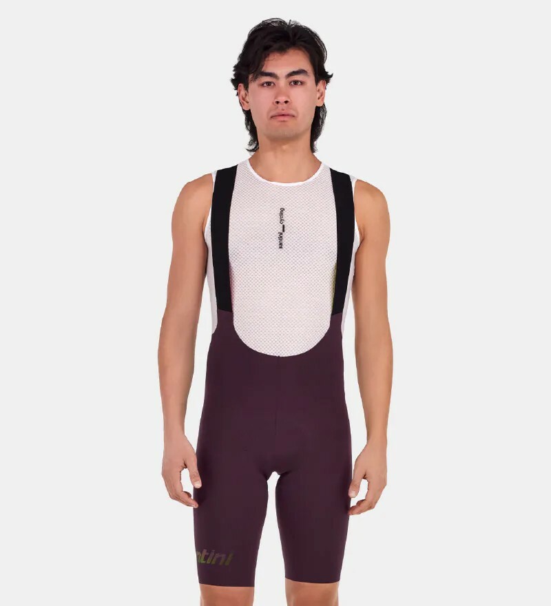 SANTINI 獨特邊際 吊帶短車褲 頂級舒適 - 酒紅 C3墊子