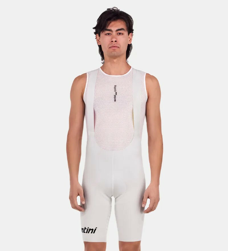 SANTINI 獨特邊際 吊帶短車褲 頂級舒適 - 白 C3墊子