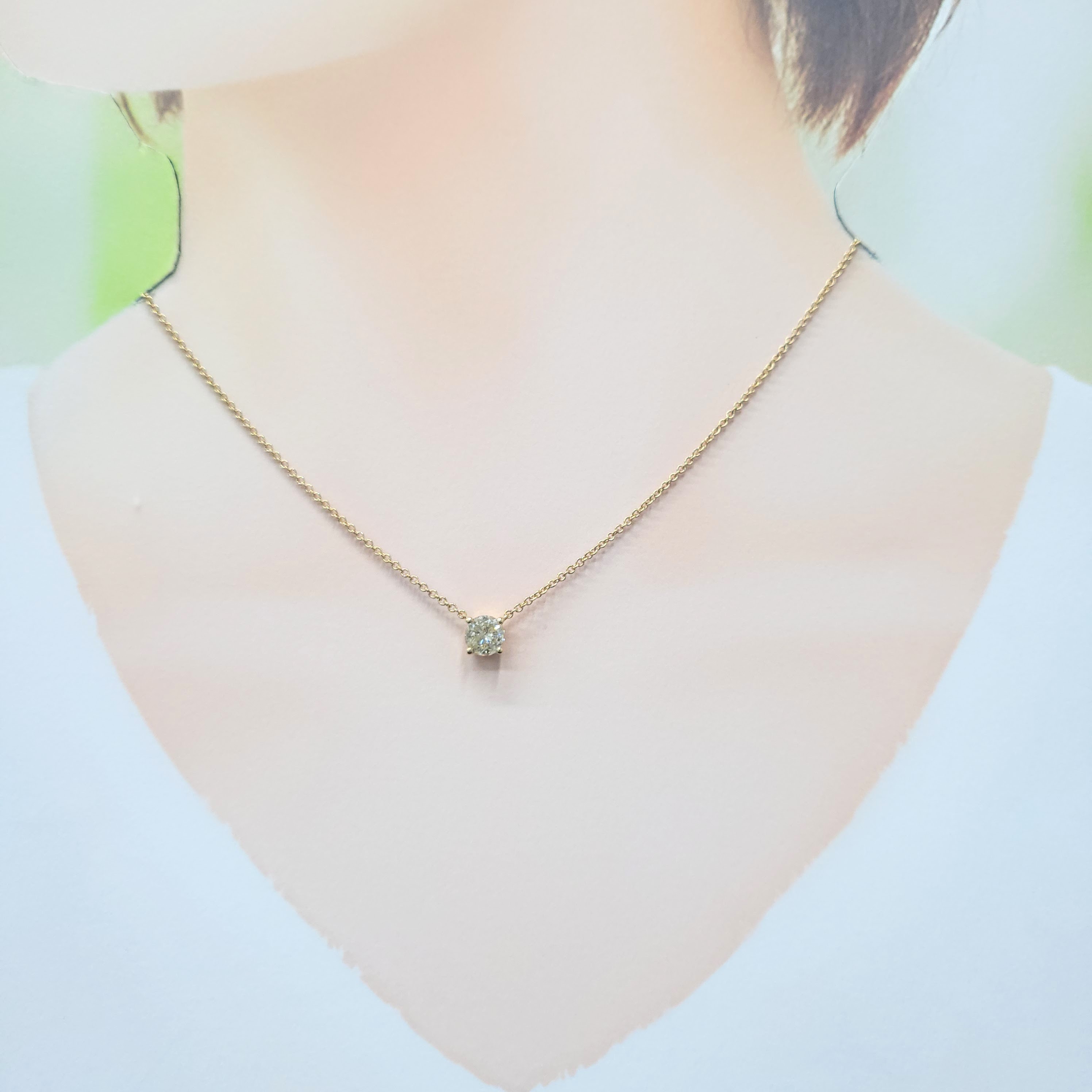 全新18K黃金【單粒93份鑽石】頸鍊