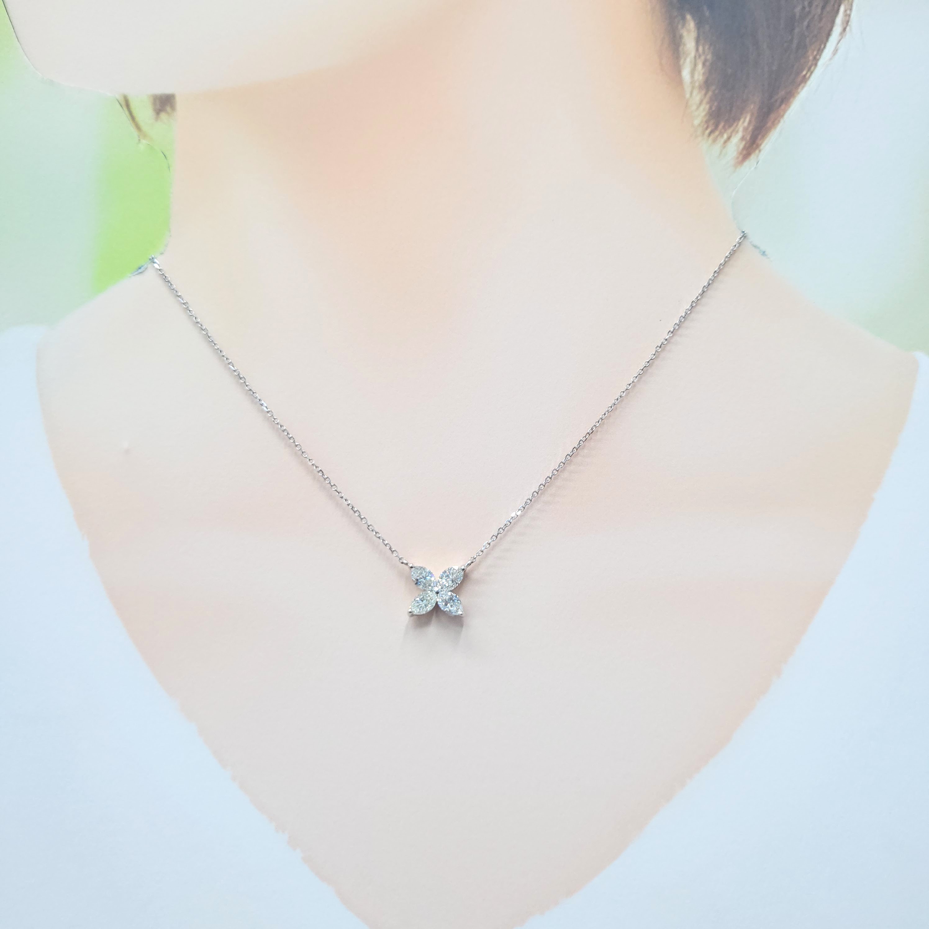 全新18K白金1卡29份鑽石頸鍊