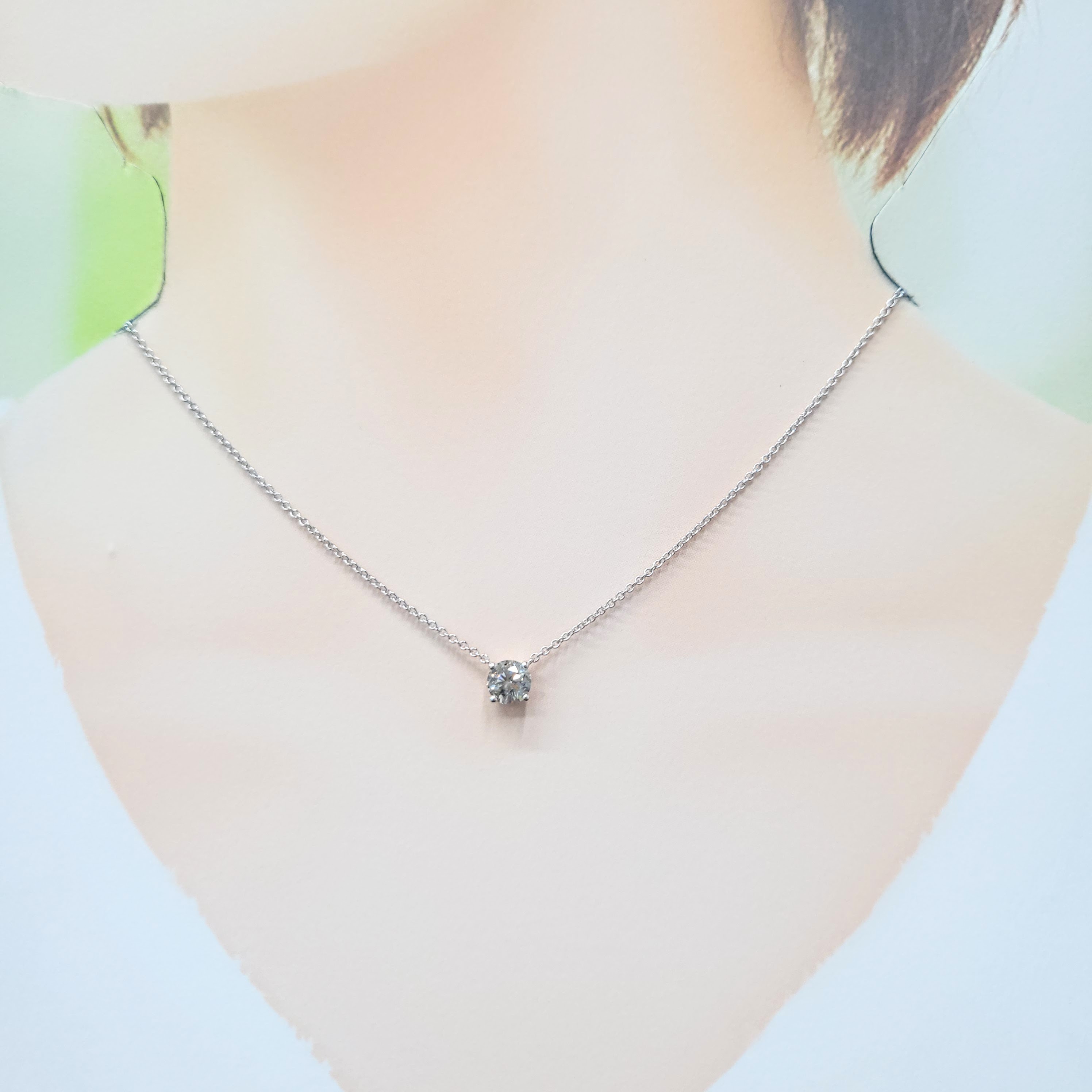 全新18K白金【單粒96份鑽石】頸鍊