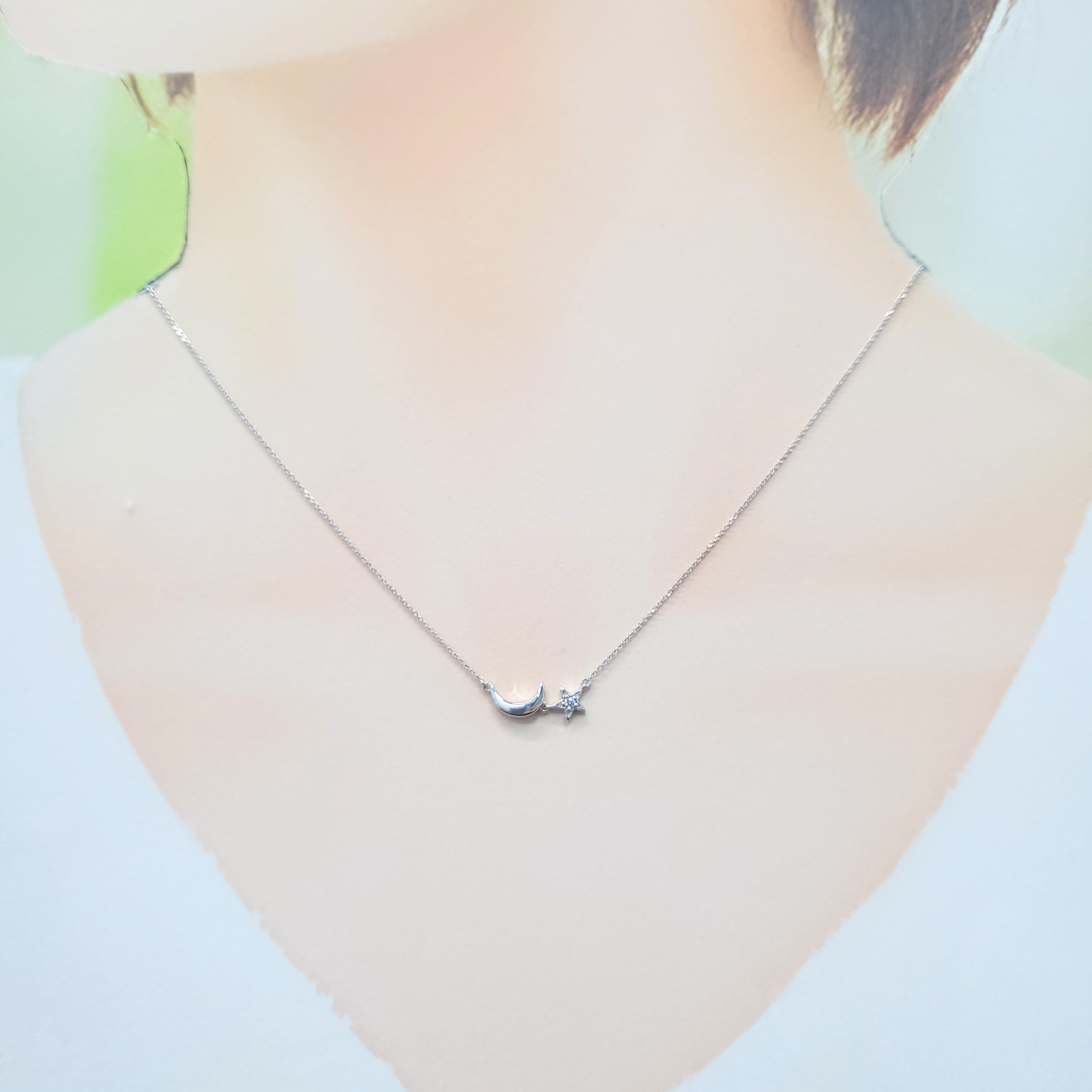 全新18K白金【單粒1份鑽石】頸鍊