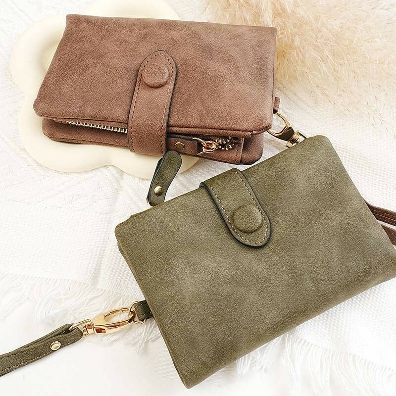 小錢包女 麂皮磨砂觸感 女錢包 超級收納 中夾 小錢包 女皮包 女生皮夾 零錢包 皮夾女 女用中夾 大容量 022