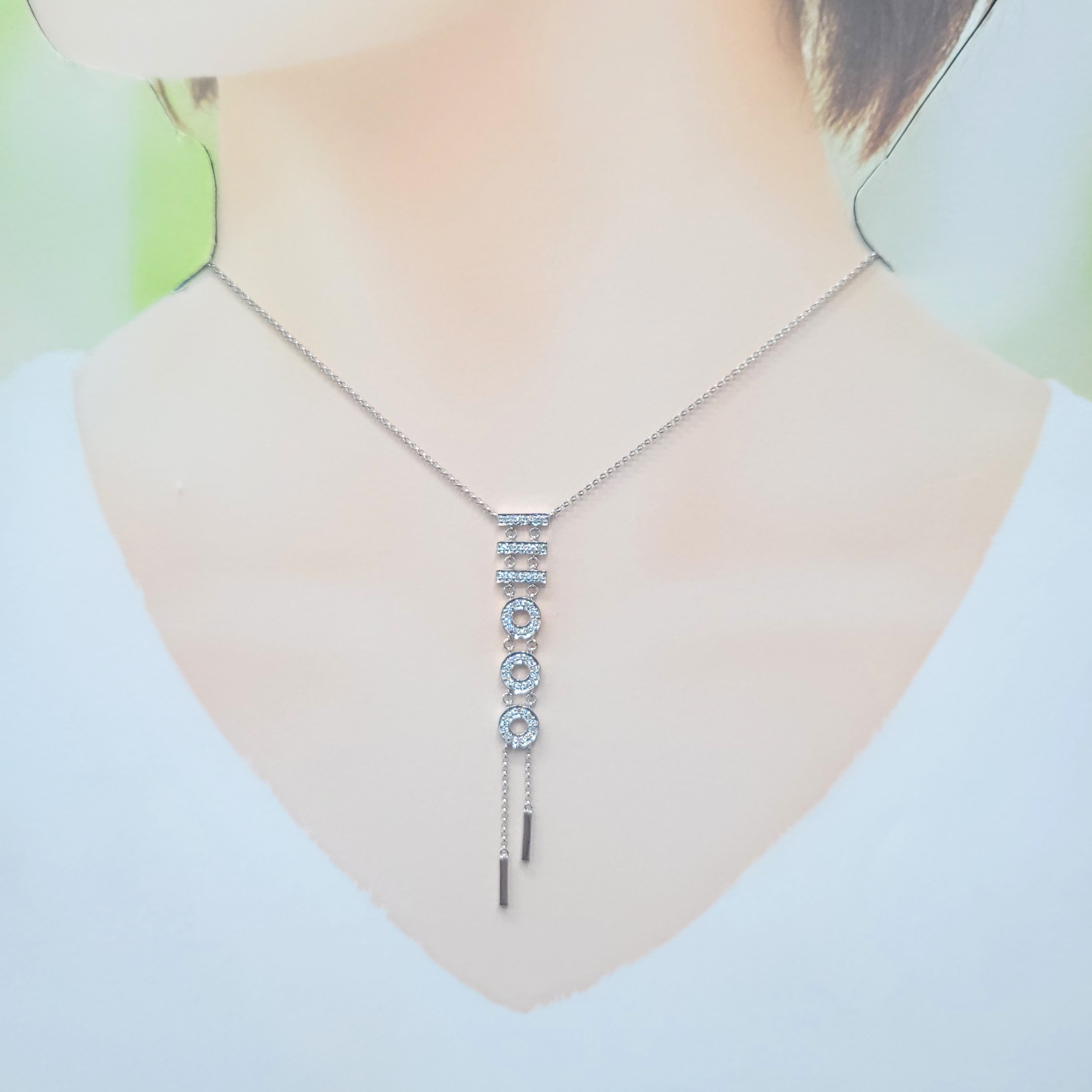 全新18K白金27份鑽石頸鍊