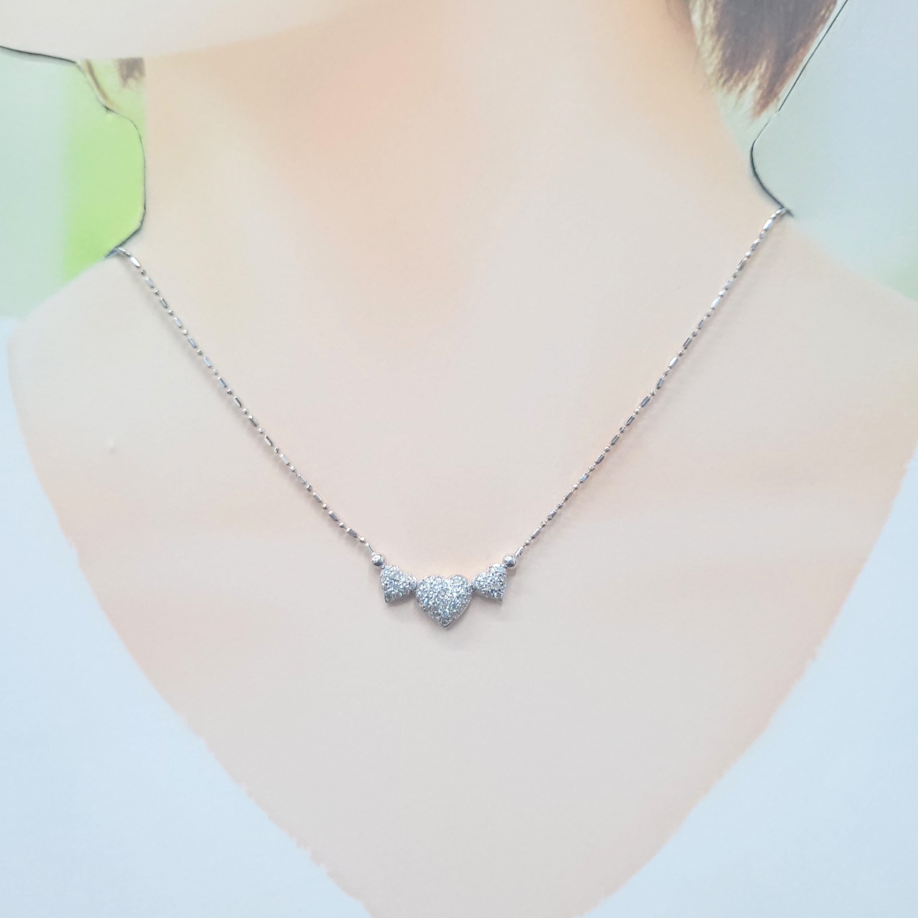 全新18K白金59份鑽石頸鍊