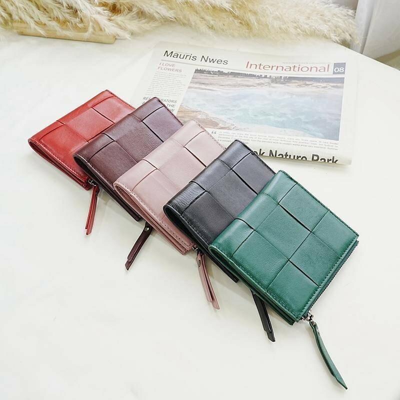 中夾 皮夾女 中夾女生 零錢包 錢包 真皮錢包 真皮皮包 羊皮 編織錢包 真皮皮夾 中夾 卡夾 卡夾包 拉鍊短夾 066