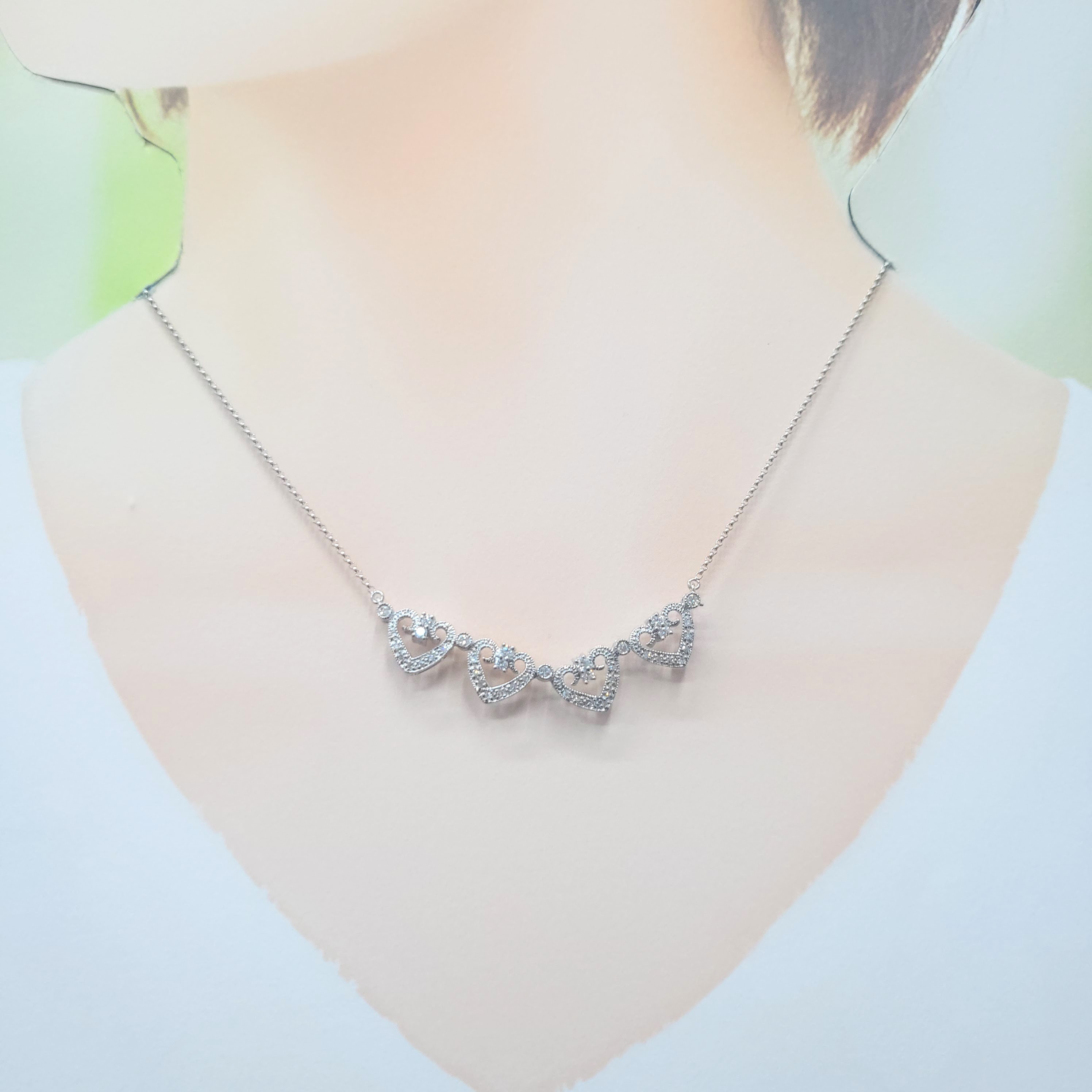 全新18K白金36份鑽石頸鍊