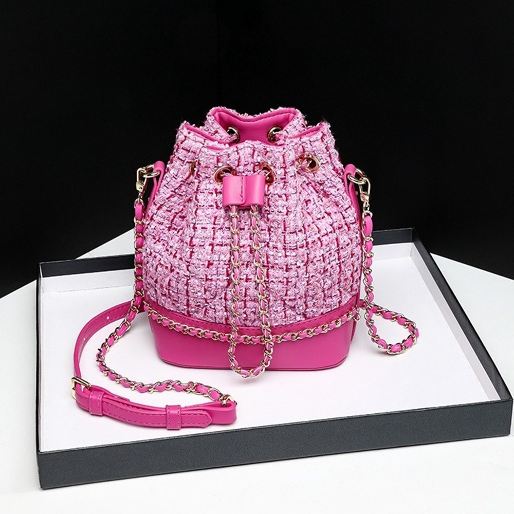 小香風包包 水桶包 女包包 鏈條包 側背包 可愛包包 菱格包包 白色包包 毛尼包包 真皮斜背包 真皮女包 送女生 152