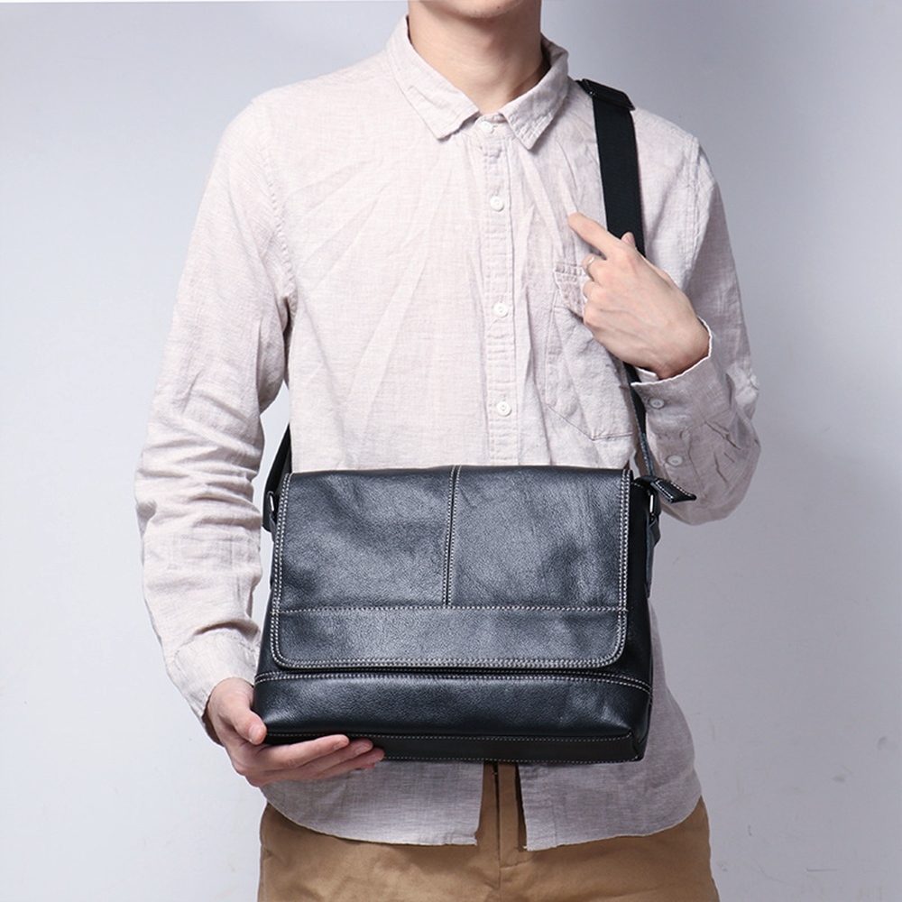 包包 斜背包 側背包 真皮包包 黑色包包 牛皮包包 外縫線包包 軟皮包包 大容量斜背包 ipad包 送男生 禮物 045