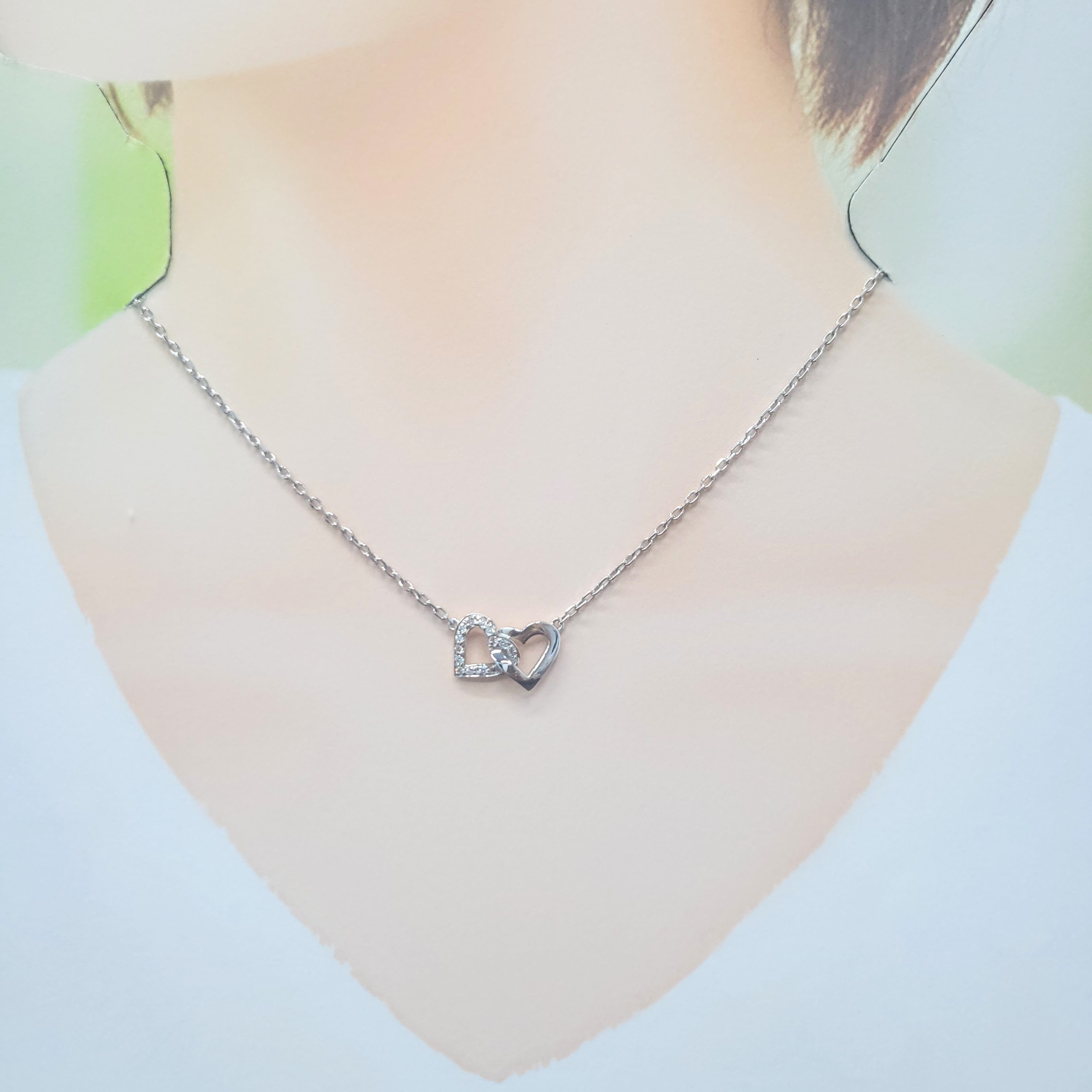 全新18K白金14份鑽石頸鍊