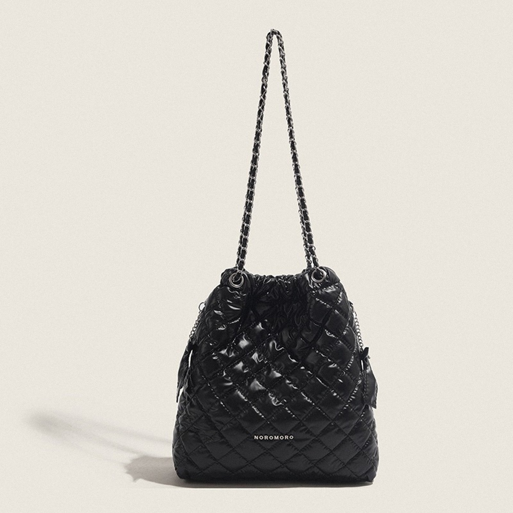 小香風水桶包 肩背包 小香風包包 腋下包 菱格包 皮革鏈條包 黑色包包 百搭水桶包 閨蜜禮物 姊妹禮物 女生禮物 676