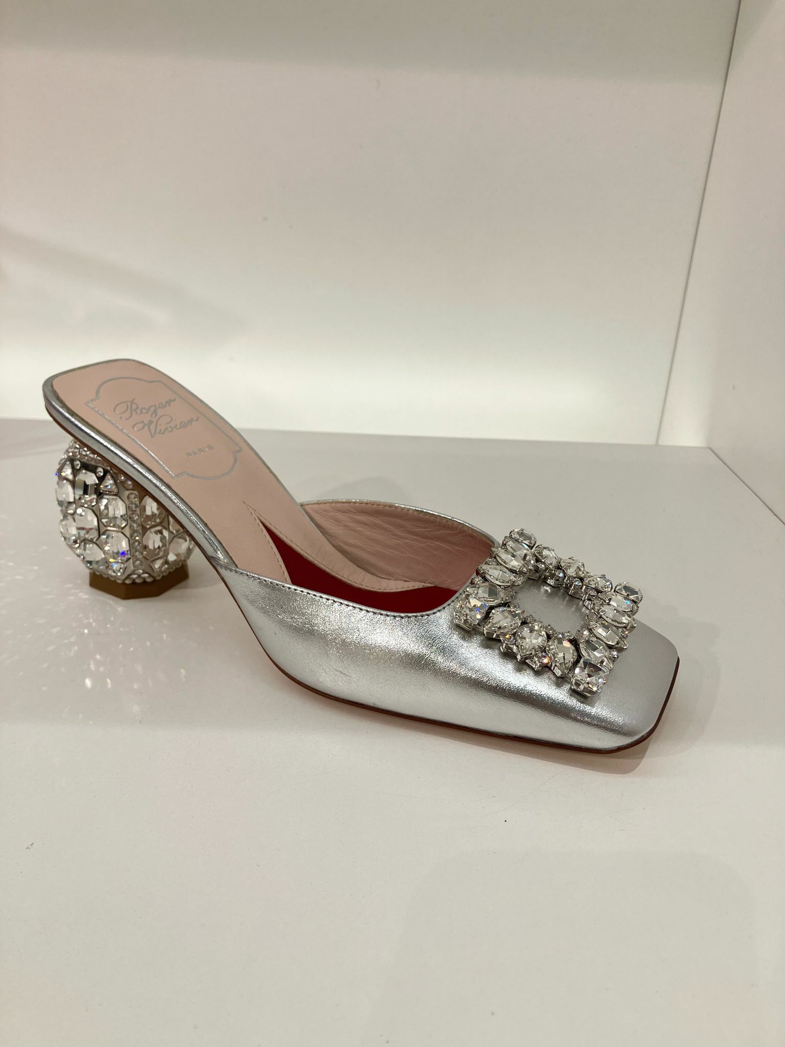 Roger Vivier RV strass mules silver