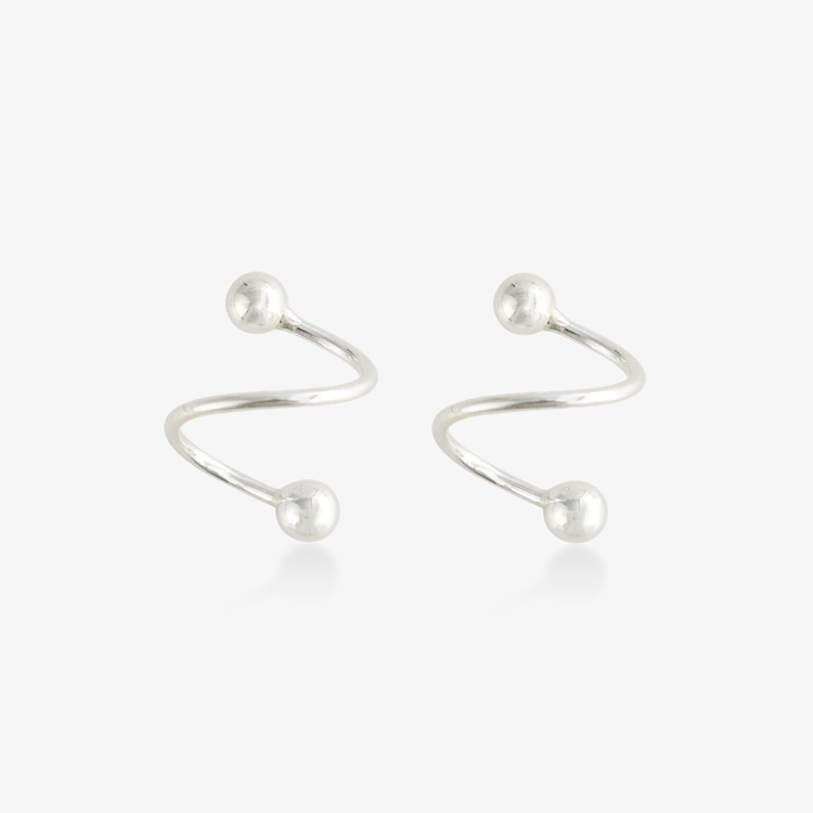 S曲線鎖珠耳環