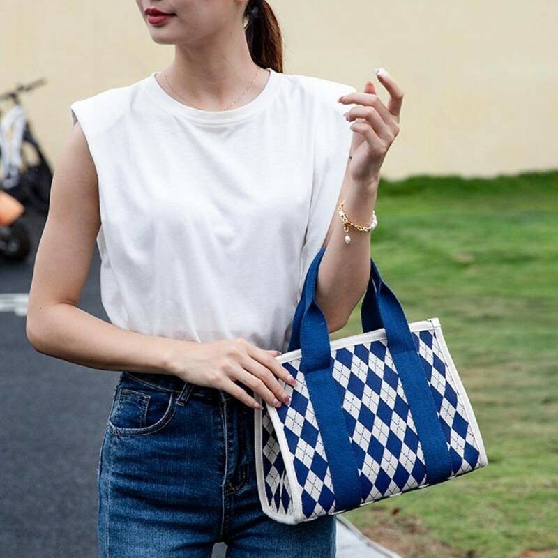 包包 手提包 斜背包 帆布包 托特包 小方包 休閒手提包 菱格包包 帆布托特包 單肩斜背包 時尚托特包 生日禮物 843