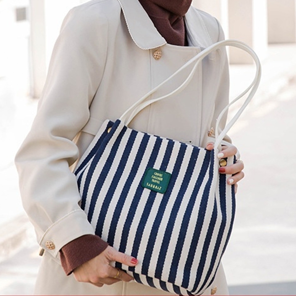 包包 肩背包 托特包 條紋包包 帆布包 休閒女包 帆布條紋包 南瓜包 水桶包 散步包 通勤肩背包 平價包包 禮物 842