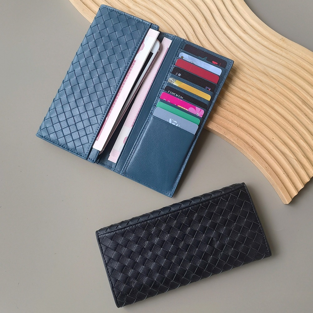 錢包 皮夾 長夾 真皮皮包 羊皮錢包 編織長夾 手工編織皮夾 長款錢夾 真皮卡包 大容量錢包 編織多卡位包 禮物 109