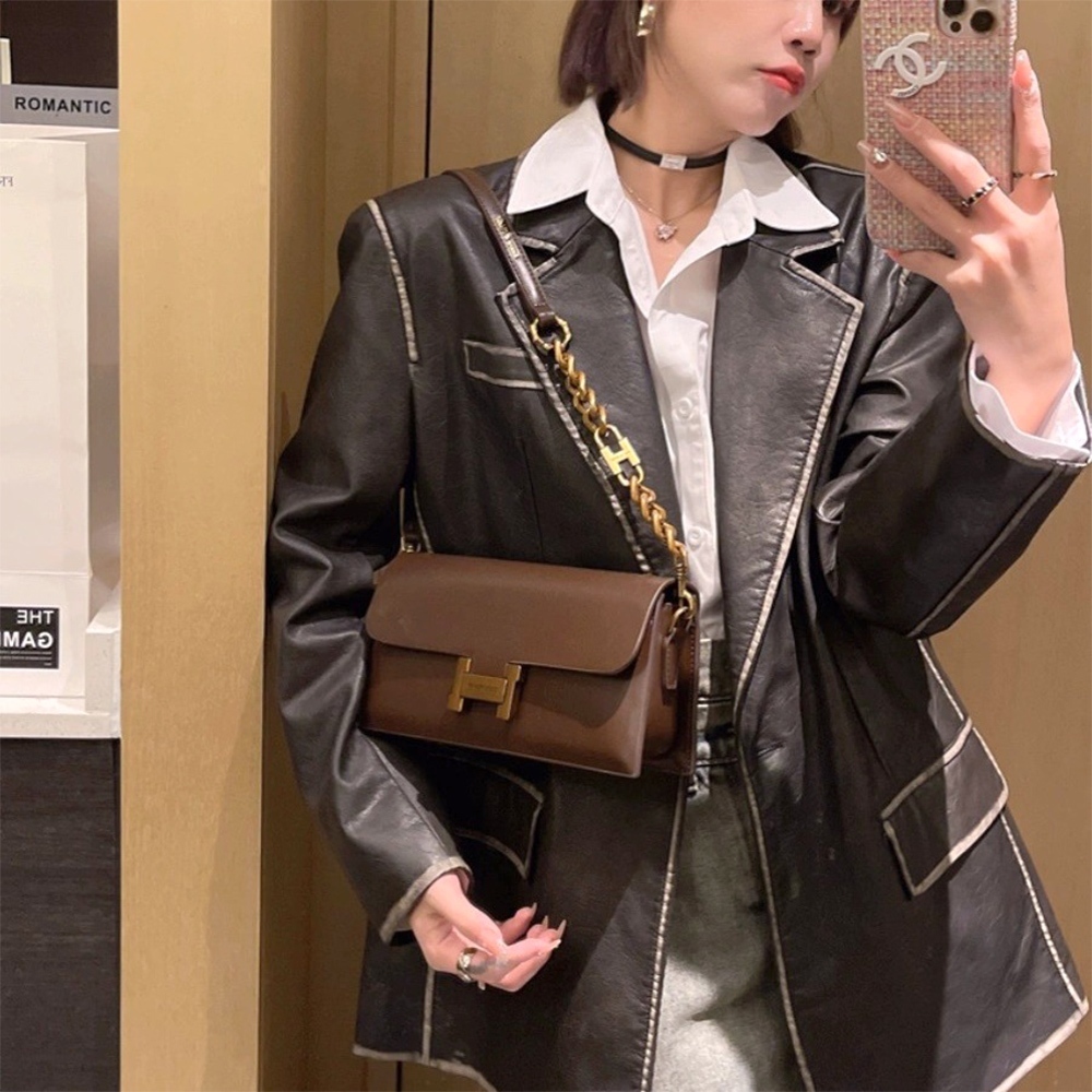 包包 女包 腋下包 單肩包 斜背包 鍊條包 復古腋下包 真皮包包 鍊條小方包 高級感 老錢風包包 精品包包 禮物 179