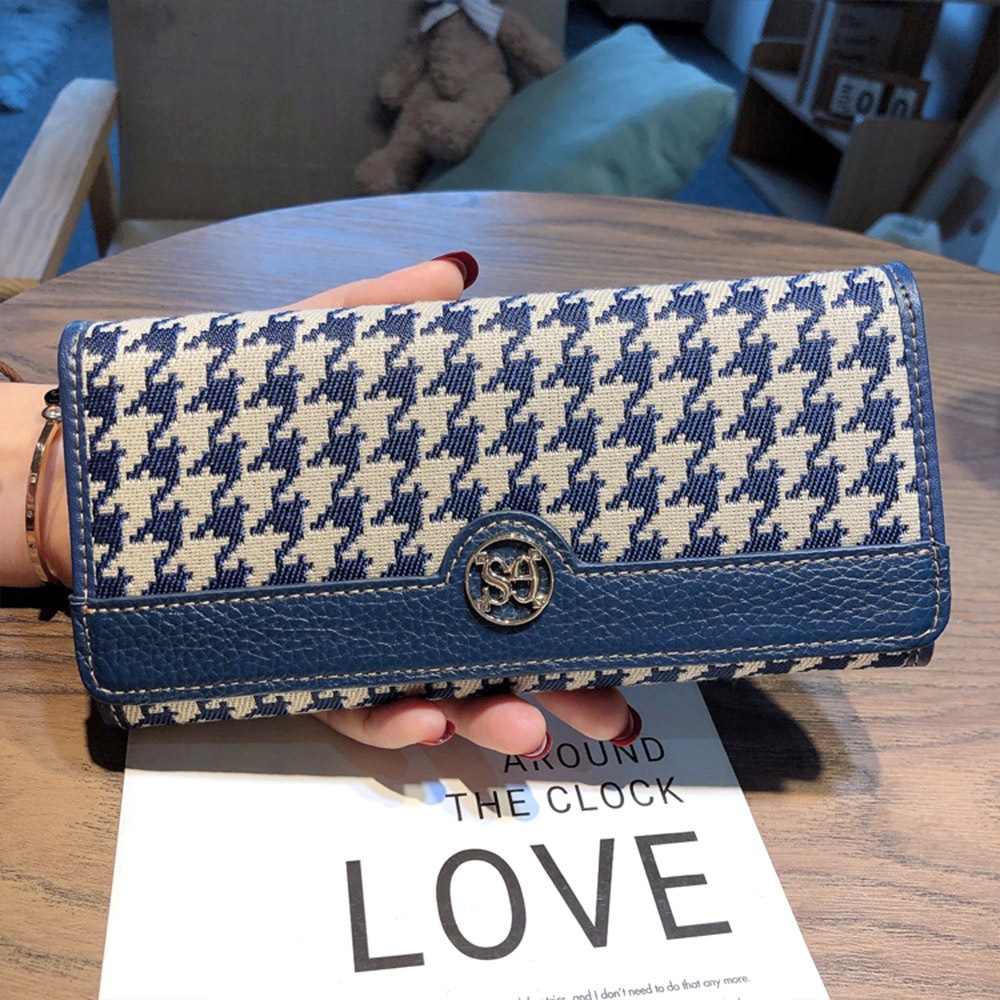 錢包 皮包 皮夾 長夾 真皮長夾 長款錢包 女皮夾 牛皮夾 千鳥紋包包 帆布長夾 生日禮物 精品錢包 招財錢包 158