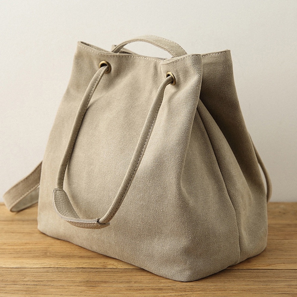 帆布側背包 棉麻購物袋 文青包 多功能手提包 包包 手提袋 水桶包 托特包 斜背包 帆布袋 簡約包包 生日禮物 765