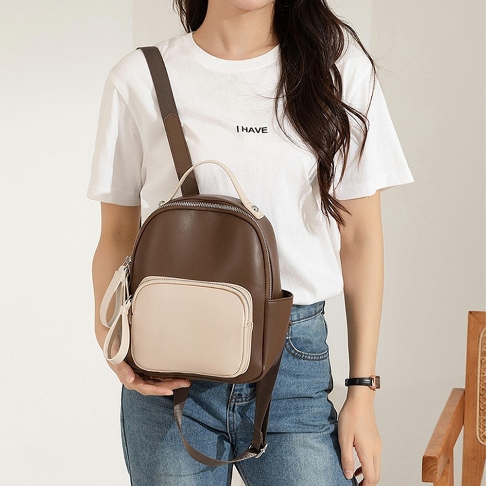包包 後背包 迷你背包 小背包 可愛包包 奶茶色包包 高級感 兒童背包 休閒背包 皮質女包 隨身小包 女生禮物 748