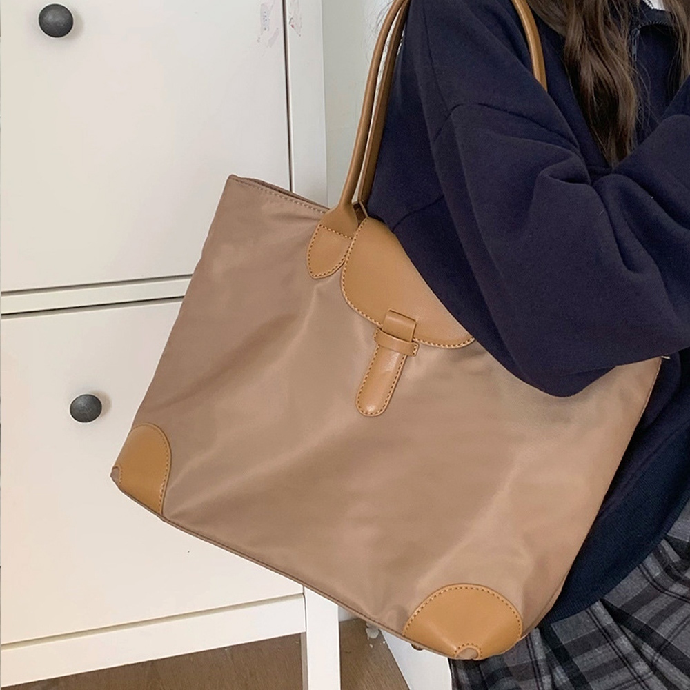 包包 單肩包 尼龍包包 托特包 大容量包包 拉鍊托特包 簡約百搭 通勤大包 尼龍托特包 A4包包 棕色包包 禮物 746