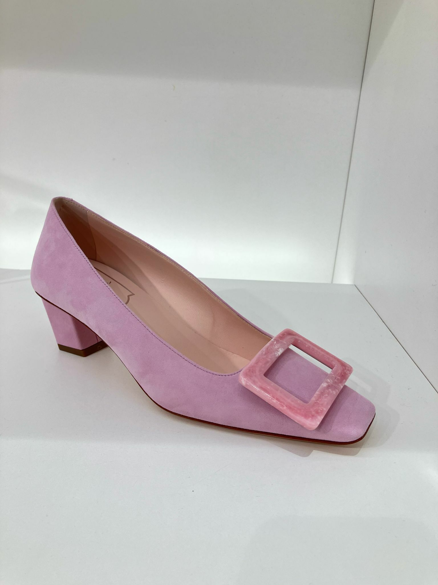 Roger Vivier RV Belle Vivier heels suede pink 45mm