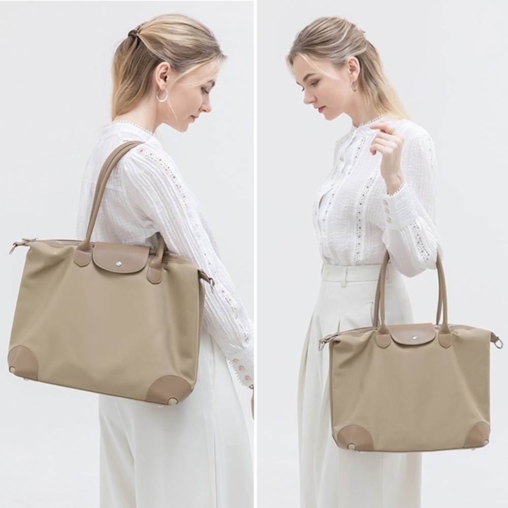 包包 單肩包 托特包 電腦包 手提女包 斜背托特包 大容量托特包 水餃包 尼龍包包 防潑水包包 奶茶色包包 禮物 743