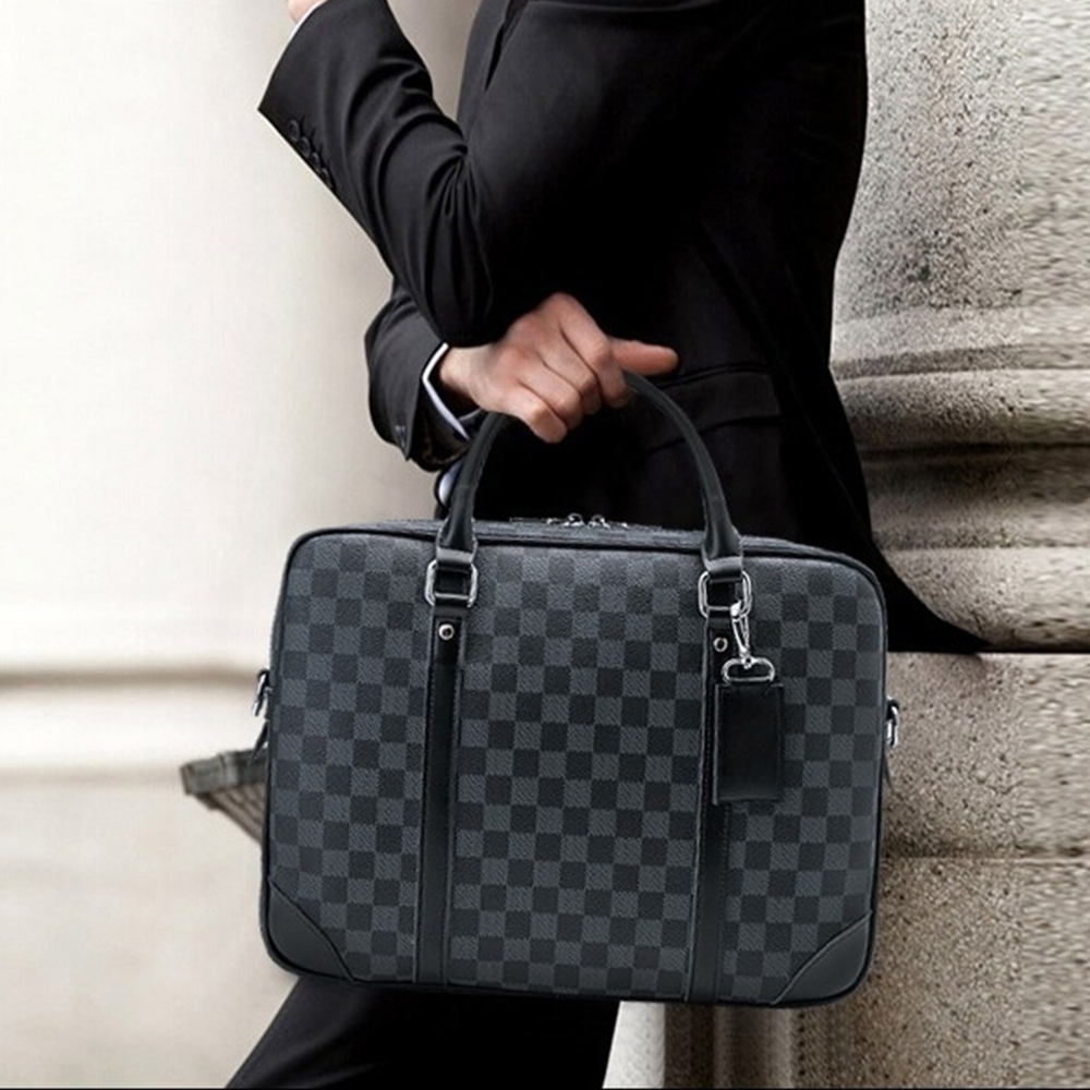包包 手提包 斜背包 公事包 電腦包 大容量手提包 商務休閒包 男生包包 格子包包 斜背電腦包 黑色電腦包 禮物 342
